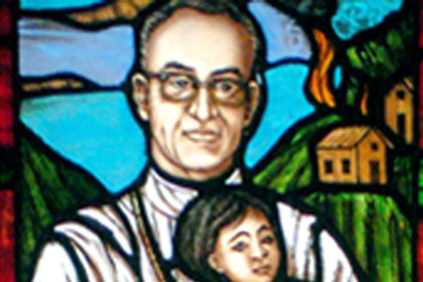 This stained glass window of Archbishop Oscar Romero by Joseph Aigner is at the Newman Centre at the University of Toronto.
