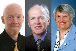 Included in the Governor General&#039;s 113 new appointments to the Order of Canada are editorial cartonnist Bruce MacKinnon, left, political science professor and advisor John McGarry, centre, and former senator Sharon Carstairs.