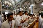Clergy attend Pope Francis&#039; Mass with bishops, priests and members of religious orders in the Cathedral of the Immaculate Conception in Manila, Philippines, Jan. 16.