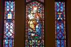 In one of the stained glass windows at Our Lady of Peace Church in Toronto, Mary is being taught about God’s Torah by her mother St. Anne.