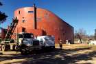 Crews work to repair the damage to St. John The Baptist Church.