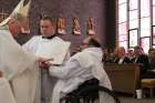 Wheelchair-bound Fr. Trevor Plug is ordained to the priesthood May 21 by St. Catharines Bishop Gerard Bergie.