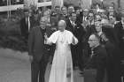 Pope Paul VI stands next to Eugene C. Blake, general secretary of the World Council of Churches, as he arrives at the headquarters of the WCC in Geneva June 10, 1969. Pope Francis is scheduled to attend an ecumenical prayer service and meeting at the WCC during a one-day visit to Geneva June 21. 