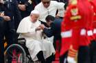 Pope Francis is greeted by Indonesian government and church leaders upon his arrival at Soekarno-Hatta International Airport in Jakarta, Indonesia, Sept. 3, 2024. The pope plans a four-day stay in Indonesia to visit the country&#039;s Catholic community, meet government and civic officials and promote interreligious dialogue.