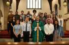 Fr. Kolosowski at center with student faith leaders at the Commissioning Mass on September 8. The Commissioning Mass acts as a formal acknowledgement of each student&#039;s acceptance of the call to serve within the Newman Centre Chaplaincy and the authority granted to each one of them by Fr. Kolosowski to serve.