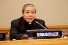 Archbishop Bernardito Auza, the Vatican&#039;s permanent observer to the United Nations, seen here in 2016, spoke at a a panel on human-made crises as drivers of migration May 22.