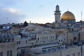 The gold-covered Dome of the Rock at the Temple Mount complex is seen in this overview of Jerusalem&#039;s Old City Dec. 6. 2017.