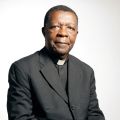 Bishop Nicolas Djomo Lola of Tshumbe, Congo, is president of the Catholic bishops&#039; conference of Congo. He was in Washington in late October to lobby U.S. government leaders on behalf of the Congolese, appealing to Congressional leaders not to cut funds for foreign aid programs, education, displaced people and refugees. Bishop Djomo is pictured Oct. 24 in Washington.