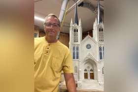 Robert Paradis, a Catholic from Ogdensburg, New York, has been crafting a 1/70th-replica of St. Patrick&#039;s Roman Catholic Church in Medicine Hat over the past three years in his personal woodworking studio. He is just a couple of months from finishing this ambitious labour of love.