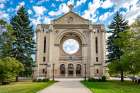 On July 22, 1968, the 1906 St. Boniface cathedral was damaged in a fire, destroying many features including the rose window. Only the facade, sacristy, and the walls of the old church remains. 