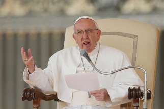 Pope Francis speaks during his general audience in St. Peter&#039;s Square at the Vatican April 5.
