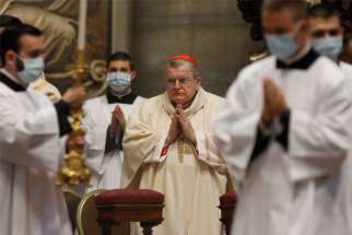U.S. Cardinal Raymond L. Burke, pictured in an Oct. 1, 2020, photo in Rome, says he has tested positive for COVID-19.