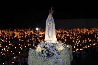 Prayer vigil at the Shrine of Our Lady of Fatima in preparation for the 100th anniversary of the Fatima apparitions on May 12, 2017.