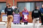 Pro-life supporters demonstrate as U.S. Vice President Kamala Harris visits an abortion clinic in Minneapolis.