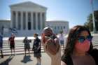 Pro-life activists gather outside the U.S. Supreme Court in Washington June 29, 2020.