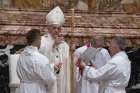 Pope Francis delivers his blessing during the opening Mass of the general Assembly of Caritas Internationalis in St. Peter&#039;s Basilica at the Vatican May 23, 2019.