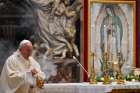  Pope Francis uses incense as he celebrates Mass marking the feast of Our Lady of Guadalupe in St. Peter&#039;s Basilica at the Vatican Dec. 12, 2020.