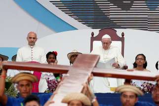 Pope Francis joins World Youth Day pilgrims in the Way of the Cross at Santa Maria la Antigua Field in Panama City Jan. 25, 2019. 