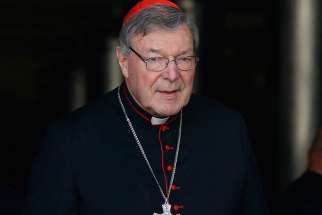 Australian Cardinal George Pell is seen in this Oct. 6, 2014 file photo at the Vatican. 