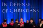 Cardinal Leonardo Sandri, prefect of the Congregation for Eastern Churches, leads a prayer during an ecumenical service at the Omni Shoreham Hotel in Washington Sept. 9.