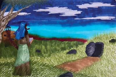 Winning drawing by Susanna Daniels, Grade 8, for the 2024 Easter Drawing Contest.