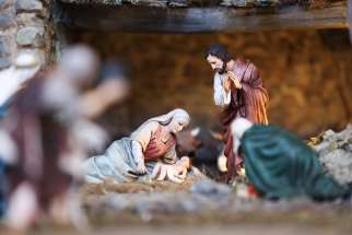 A detail of a Nativity scene displayed in St. Peter&#039;s Square is seen in an exhibit at the Vatican Dec. 17, 2024.