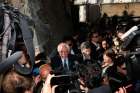 Sen. Bernie Sanders, D-Vt., a U.S. presidential candidate, speaks to media outside the Vatican after delivering an address at a conference on Catholic social teaching April 15.
