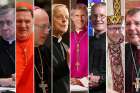 From left: Cardinal Blase Cupich of Chicago; Cardinal Joseph Tobin of Newark; Bishop Robert McElroy of San Diego; Cardinal Donald Wuerl of Washington; Bishop Joseph Strickland of Tyler, Texas; Bishop David Konderla of the Diocese of Tulsa; Bishop Thomas Olmsted of Phoenix; Archbishop Allen Vigneron of Detroit