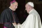 Alain Faubert, Bishop of Valleyfield and General Secretary of the Synod, with Pope Francis.