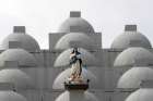 A statue of Mary is seen in 2017 atop the Cathedral of Managua in Nicaragua. On Nov. 18, 2019, a pro-government mob entered the cathedral, damaging property, attacking hunger strikers inside the building and jostling a priest and nun, the Archdiocese of Managua said.