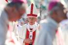  Pope Francis arrives in procession with other bishops during Mass at the Maquehue Airport near Temuco, Chile, Jan. 17. The bishops of Chile will be at the Vatican May 14-17 for meetings with Pope Francis to discuss their handling of clerical sex abuse allegations. 