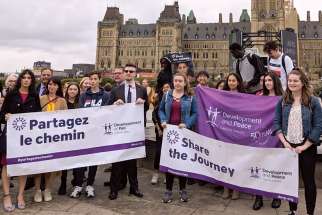 Students and teachers made their voices known to politicians when they went to Ottawa in May to present postcards asking the government to address the causes of the global migration crisis.