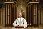 The Rev. Warren Hall leads a special Mass for couples renewing their vows on Valentine’s Day 2014 at the Chapel of the Immaculate Conception on Seton Hall University&#039;s South Orange campus.