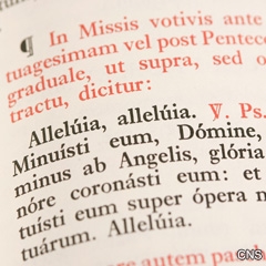 Shown is a detail of text in Latin from a page of the 1962 Roman Missal.