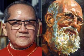 Pope Francis advanced the sainthood causes of a number of cardinals, religious and laypeople May 4, including U.S. Capuchin Father Solanus Casey, right, and Vietnamese Cardinal Francois Nguyen Van Thuan.