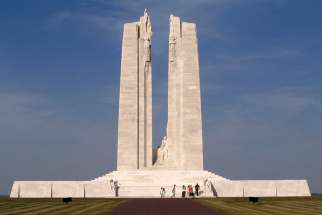  The Canadian National Vimy Ridge Memorial is seen in northern France. The names of more than 11,000 who fought during World War I are commemorated on this memorial. On Nov. 11, many Canadian churches will ring their bells 100 times to mark the 100th anniversary of the end of the war. 