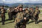 Members of the Armed Forces of El Salvador at the launching ceremony of the Tri-National Force , aimed at fighting and disrupting street gangs, organized crime and cross-border violence by monitoring shared border areas.