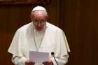 Pope Francis addresses participants at an encounter marking the 25th anniversary of the Catechism of the Catholic Church at the Vatican Oct. 11, 2017. The death penalty is &quot;contrary to the Gospel,&quot; the Pope said in his speech. 