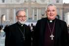 Bishop Lionel Gendron, left, is chairing his final plenary after a two-year term. If tradition holds, the next president of the Canadian Conference of Catholic Bishops will be the current vice president, Archbishop Richard Gagnon of Winnipeg, right.