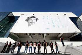 Swedish-born actress Ingrid Bergman is seen on the official poster of the 68th annual Cannes Film Festival in Cannes, France, May 11. Bergman portrayed nuns and saints among her many rules in film.