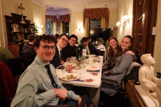 Students take part in the annual Advent Dinner Dec. 5 at the Newman Centre at the University of Toronto’s downtown campus.