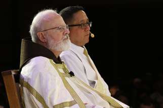 Boston Cardinal Sean P. O&#039;Malley and Deacon Bernie Nojadera, executive director of the U.S. bishops&#039; Secretariat for Child and Youth Protection, are pictured during the 2017 Catholic convocation in Orlando, Fla. In an Aug. 13 interview, Deacon Nojadera said he and his staff at the secretariat are receiving calls from people concerned about the current abuse crisis in the church. &quot;Our fist job,&quot; he said, &quot;is to listen, to be empathetic.&quot;
