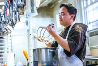 Capuchin Franciscan Br. Andrew Corriente prepares a buttercream icing in the kitchen at his friary in Washington. The 31-year-old third-year seminarian was the winner of the fifth season of ABC’s The Great American Baking Show: Holiday Edition.