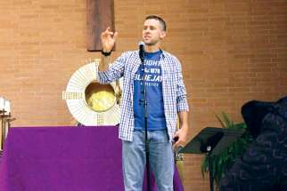 Chris Stefanick spoke to more than one thousand youth on Feb. 16 at St. Francis Xavier Church in Mississauga, Ont. This is the first year Stefanick has brought the Reboot! Live! youth conference tour to Canadian parishes