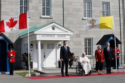 Canada a model of peace, Pope Francis tells Quebec audience