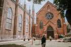 Father Maurice Restivo stands near Our Lady of the Assumption Church in Windsor, Ontario, June 14, 2019. Founded in 1767, the Canadian church needs $20 million dollars in repairs.