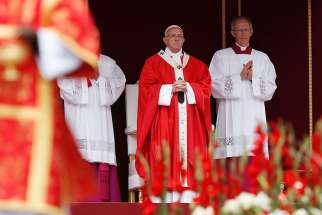 Pope Francis celebrates Mass marking the feast of Pentecost in St. Peter&#039;s Square at the Vatican June 4.