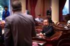 California state Sen. Jerry Hill, a Democrat, listens to another state legislator on the Senate floor at the California Capitol in Sacramento May 9, 2019. In a last-minute twist, a California bill that would have required priests to break the sacramental seal of confession was shelved July 8 by Hill amid a grassroots campaign mounted by the state&#039;s Catholics, members of other faith groups and religious liberty advocates from across the United States.