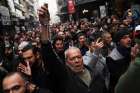 People in Damascus, Syria, attend a protest against the burning of a Christmas tree in the country&#039;s Hama governate, Dec. 24, 2024.