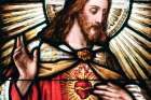 The Sacred Heart of Jesus in a stained-glass window.